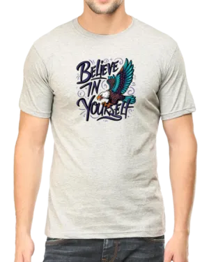 Grey Melange Empower Your Confidence with the "Believe In Yourself" T-shirt