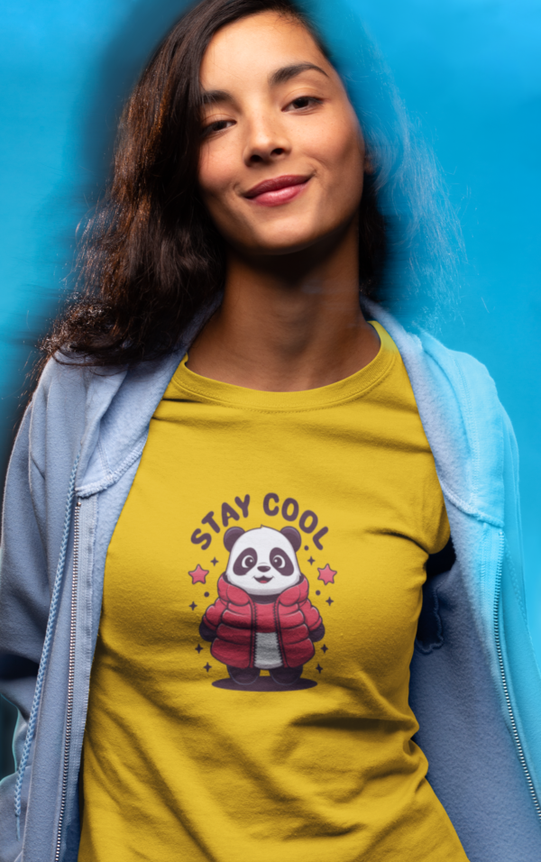 mockup-of-a-woman-wearing-a-t-shirt-in-a-studio-18576 Chill Out with Our "Stay Cool Panda" T-shirt