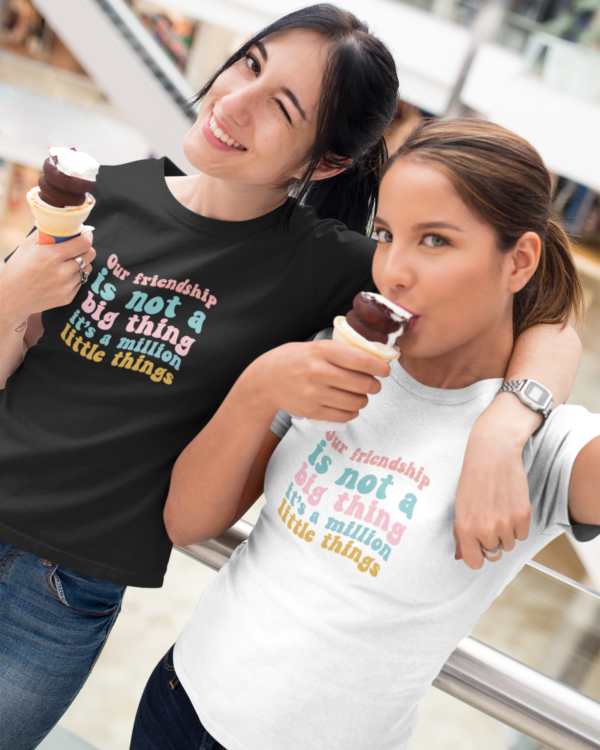 selfie-of-two-girls-wearing-round-neck-tees-mockup-while-having-ice-cream-a16915 Celebrate Friendship with Our Heartwarming T-shirt