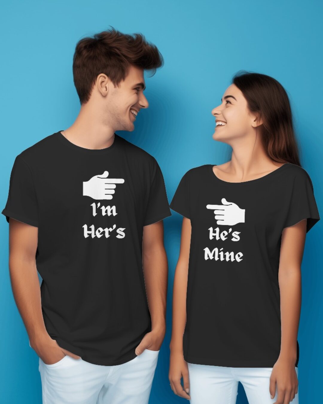 Celebrate Your Bond with "I'm Her's - He's Mine" Couples T-Shirts