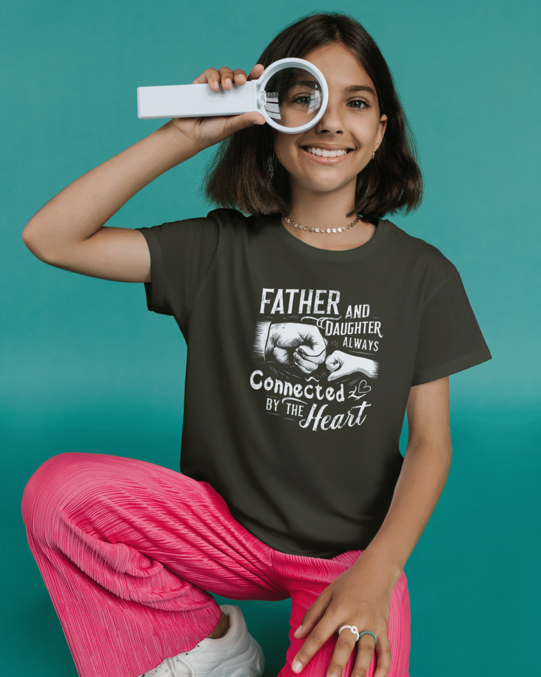 Father and Daughter, Always Connected by the Heart Unisex T-shirt