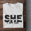 folded-tee-mockup-against-a-wooden-surface-33685 (5) She Knows Her Worth I Am She Woman's T-Shirt
