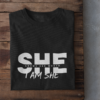folded-tee-mockup-against-a-wooden-surface-33685 (7) She Knows Her Worth I Am She Woman's T-Shirt