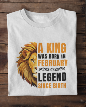 folded-tee-mockup-against-a-wooden-surface-33685 (13) A King Was Born in February: Legend Since Birth Unisex T-Shirt