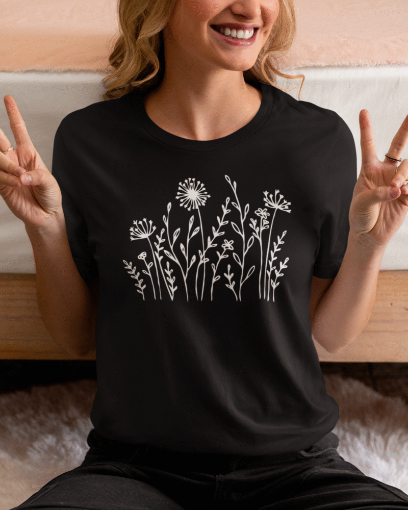 Wild Flowers Graphic Women's T-Shirt – Nature-Inspired Style & Comfort