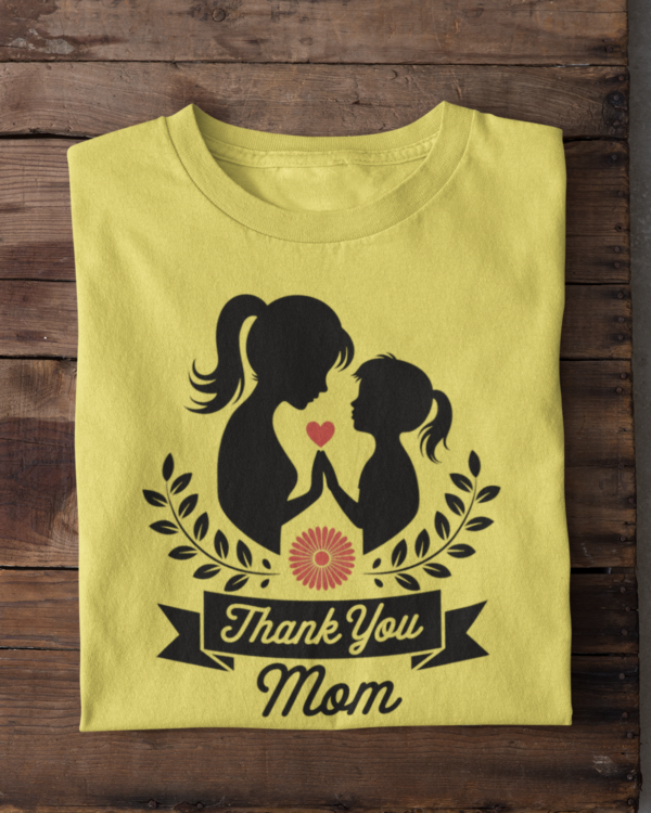 folded-tee-mockup-against-a-wooden-surface-33685 (2) Thank You Mom Women’s T-Shirt – Heartfelt Gift for Mothers