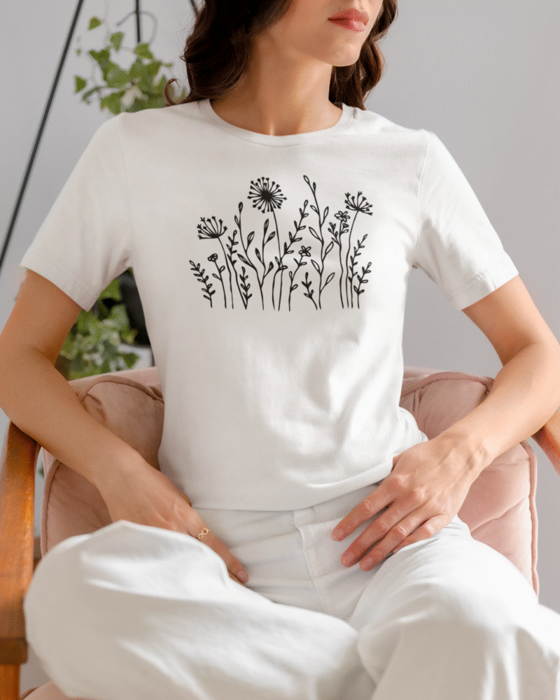 Wild Flowers Graphic Women's T-Shirt – Nature-Inspired Style & Comfort - Image 5