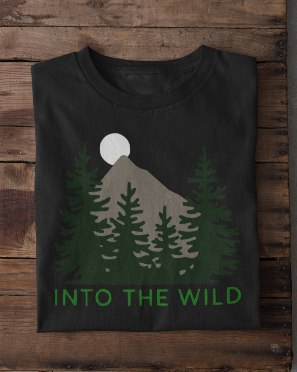 folded-tee-mockup-against-a-wooden-surface-33685 (18) Into The Wild T-Shirt – For Nature Lovers & Free Spirits