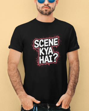 t-shirt-mockup-of-a-bearded-man-with-sunglasses-posing-against-a-plain-backdrop-m1679-r-el2 Scene Kya Hai T-Shirt – For the Meme Lords & Vibers