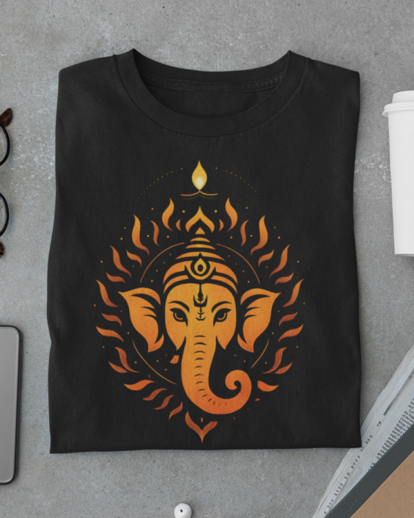 mockup-of-a-folded-t-shirt-featuring-different-items-33683 (31) Ekadanta Unisex T-shirt – Lord Ganesha Inspired Spiritual Streetwear
