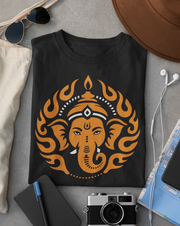 mockup-of-a-folded-t-shirt-placed-between-some-accessories-33794 Ekadanta Unisex T-shirt | Lord Ganesha Inspired Spiritual T-shirt