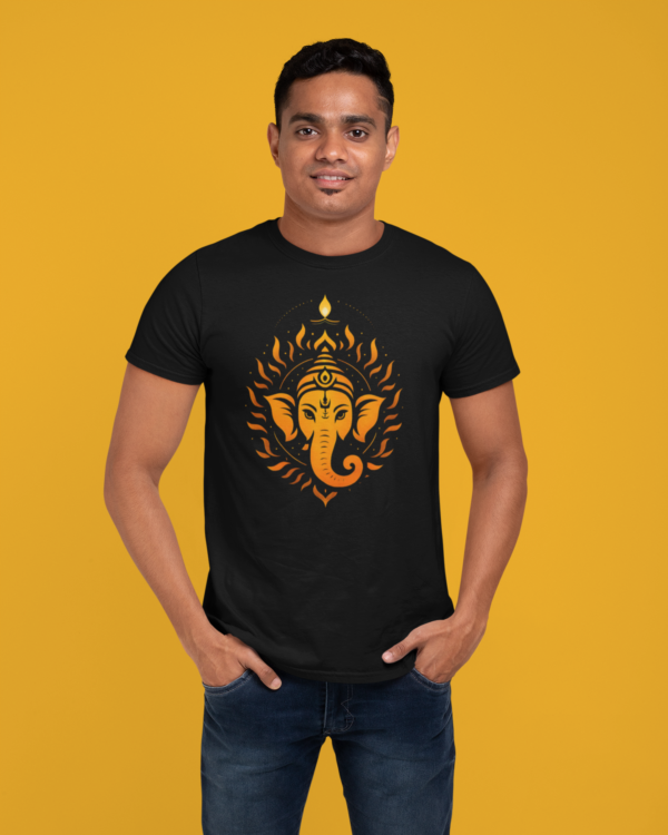 t-shirt-mockup-of-a-man-with-a-trendy-haircut-standing-at-a-studio-28949 Ekadanta Unisex T-shirt – Lord Ganesha Inspired Spiritual Streetwear