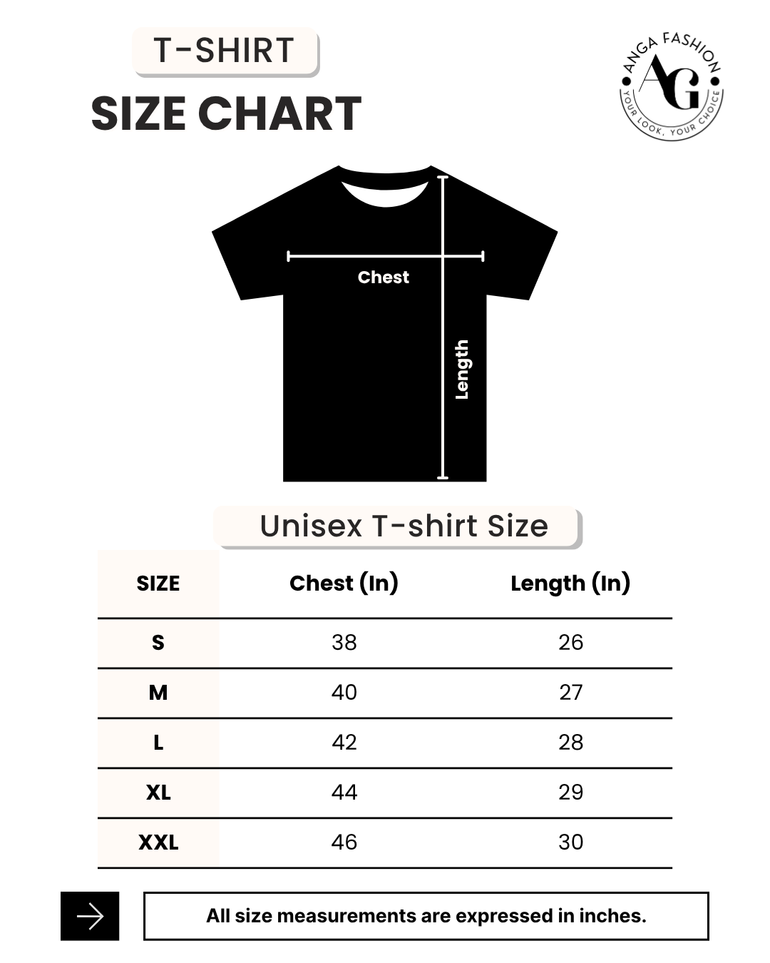 Anga Fashion Unisex T-shirt Size Chart Wi-Fi Weak, Excuses Strong T-shirt
