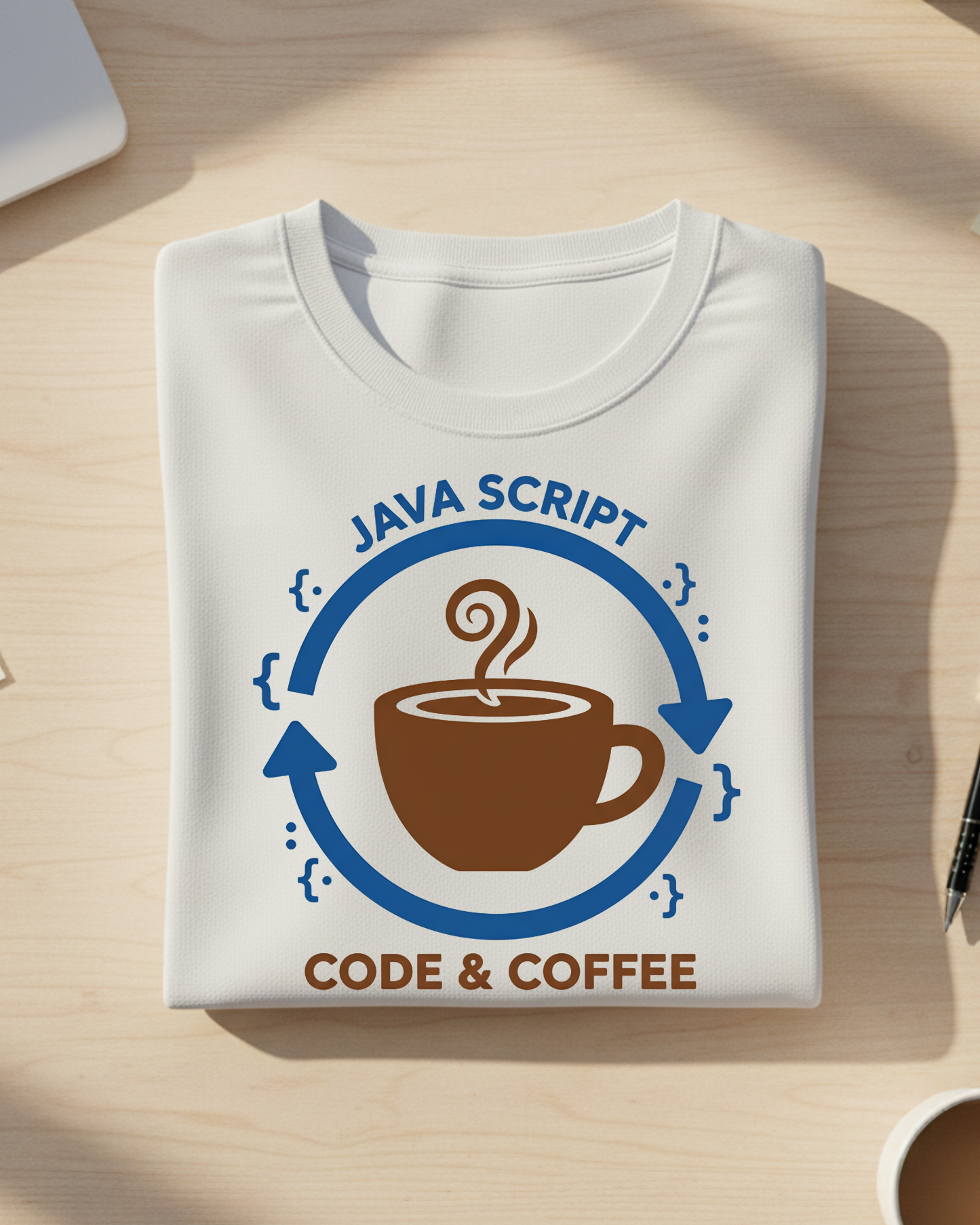 Code And Coffee T-Shirt Mockup Zoom JavaScript Code & Coffee T-shirt