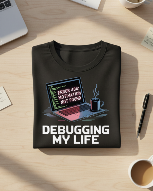 Error 404 Motivetion not Found T-Shirt Mockup Error 404: Motivation Not Found T-shirt