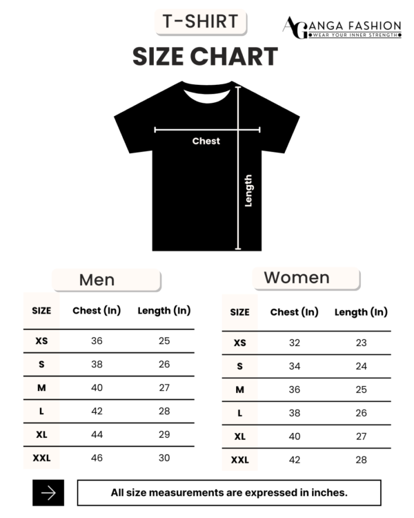 Men & Women T-shirt Size Chart Yoga T-Shirt | Minimal Mindful Cotton Tee - Black