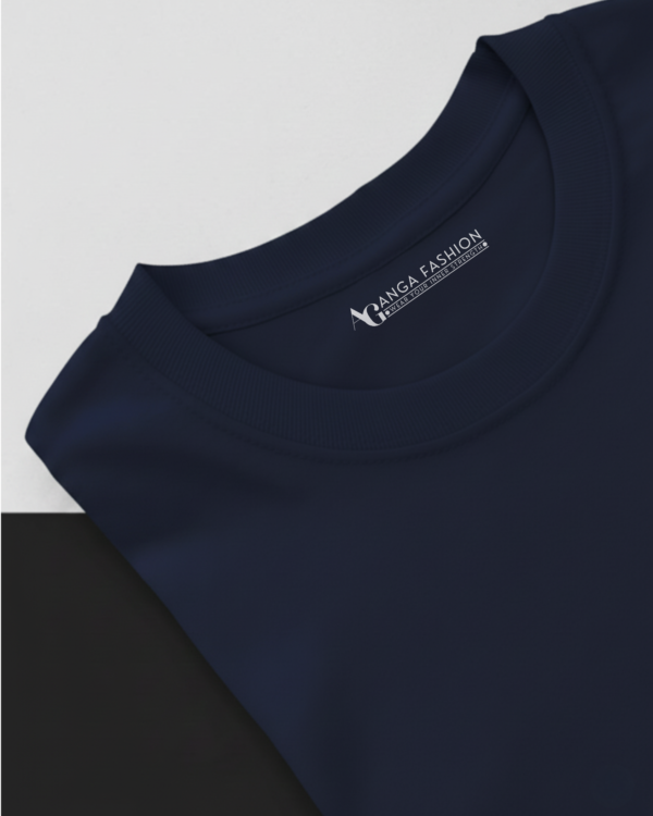 Navy Blue T-shirt Quality Detailed Yoga T-Shirt | Minimal & Mindful Cotton Tee - Navy Blue
