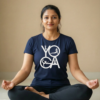 Mockup of Yoga-T-Shirt-Navy-Blue Yoga T-Shirt | Minimal & Mindful Cotton Tee - Navy Blue