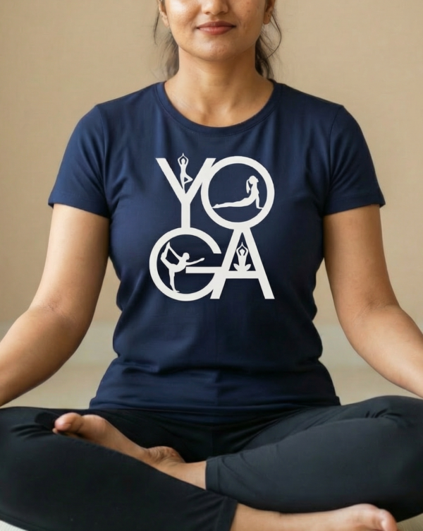 Yoga T-Shirt | Minimal & Mindful Cotton Tee - Navy Blue