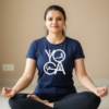 Yoga T-Shirt Navy Blue Yoga T-Shirt | Minimal & Mindful Cotton Tee - Navy Blue